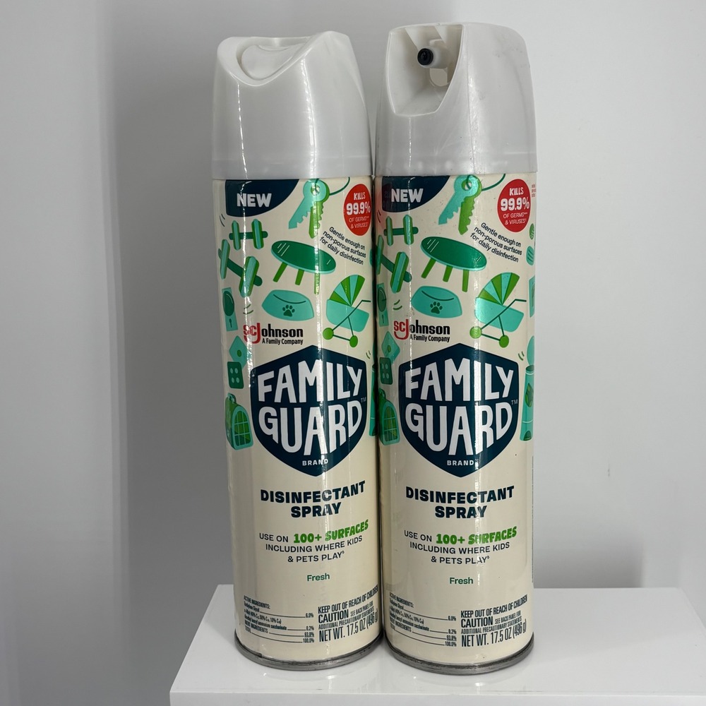 FamilyGuard Disinfectant Spray Fresh Scent 17.5oz 2 Pack SC Johnson Spray Can
